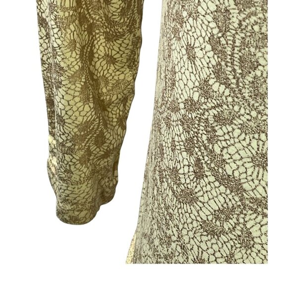 Chicos Gold Metallic Stretch Top Small Long Sleeve Shimmer Holiday Blouse - Picture 4 of 12